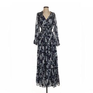 Rails Navy and White Floral Long Sleeve Dress